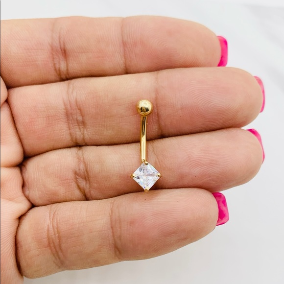 ❤️ 14k Solid Gold Belly Button Navel Ring - Picture 2 of 6